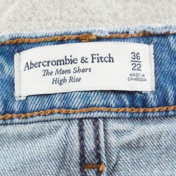 Abercrombie & Fitch High Rise Mom Shorts Womens Plus Size 22 Blue Denim - Picture 4 of 10
